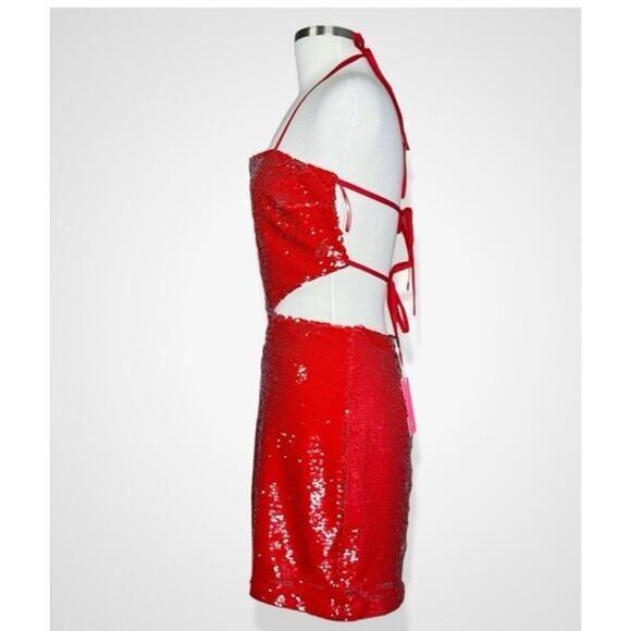 AMANDA UPRICHARD Chrisley Sequined Mini Dress in Ruby Size Medium - Picture 6 of 11